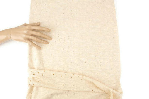 Heather Custard Distress Hole Knit Jersey Fabric by the yard